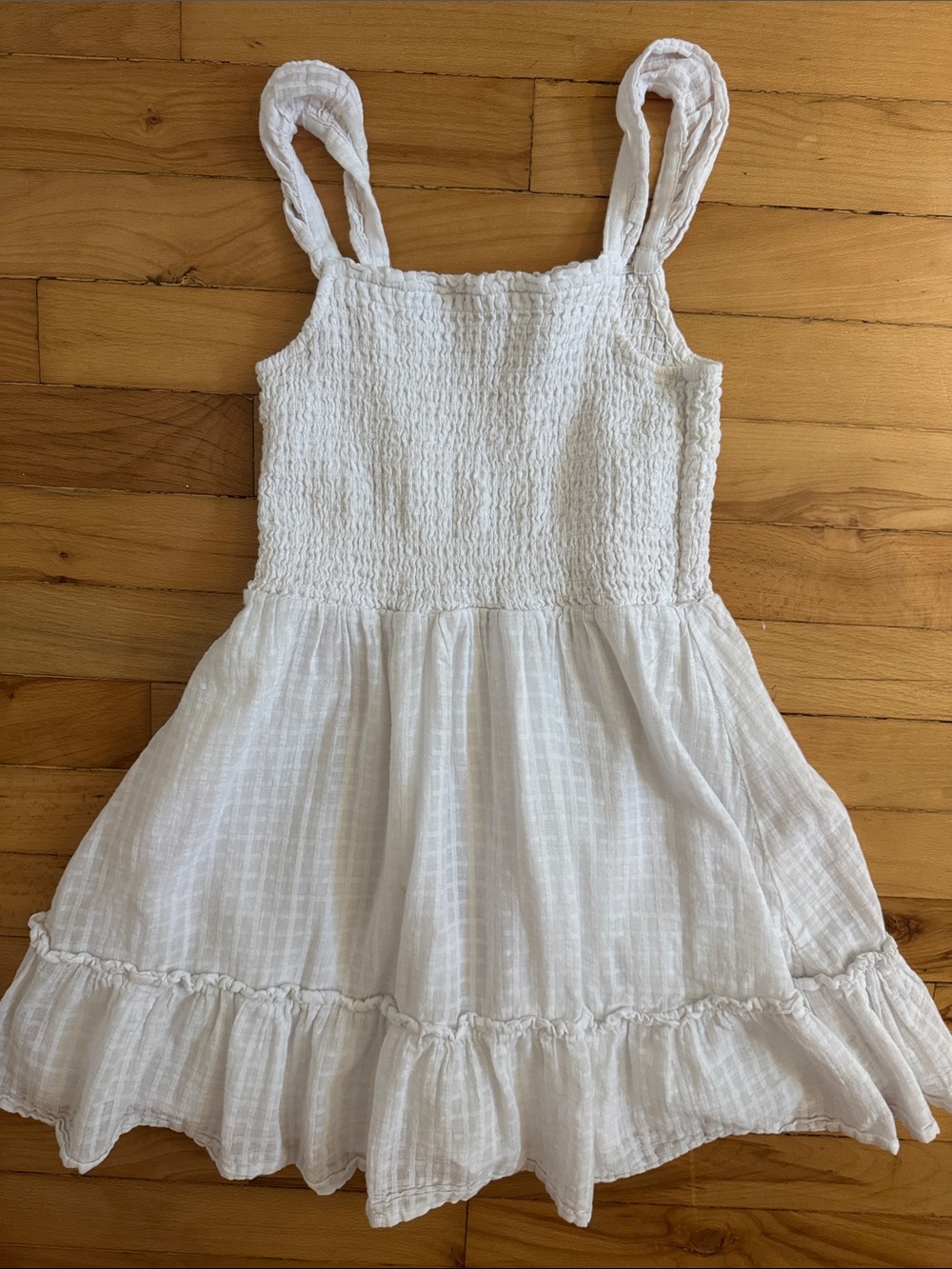 Janie and Jack White Smocked Sundress with Ruffle Hem 8Y